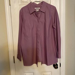 Beautiful Foxcroft purple blouse size 14 pretty pleated back